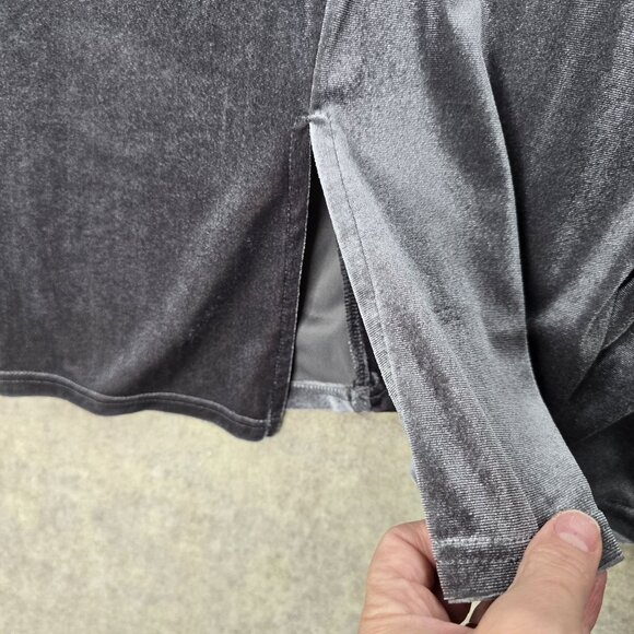 Simple By Suzanne Betro Womens Velvet Gray Drape Open Front Cardigan Coat Size L - Picture 3 of 7